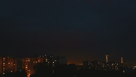 Thunderstorm in the city night