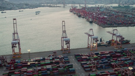 Time lapse of containerport in Busan.