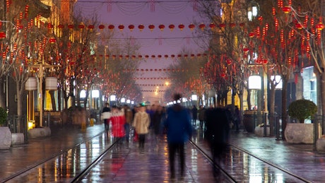 Time lapse of people walking on a street in Beijin.
