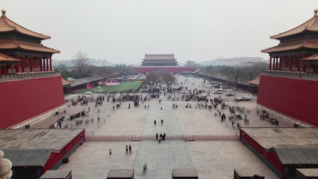 Time lapse of tourist in the forbidden city.