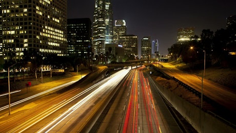 Time lapse of traffic at night.