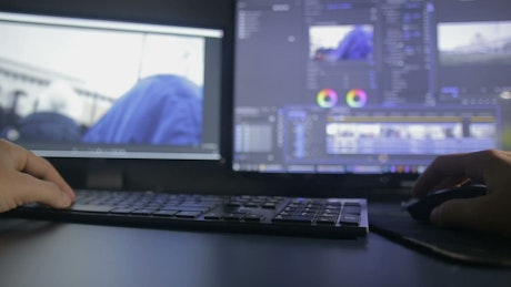 Timelapse of a person editing a video