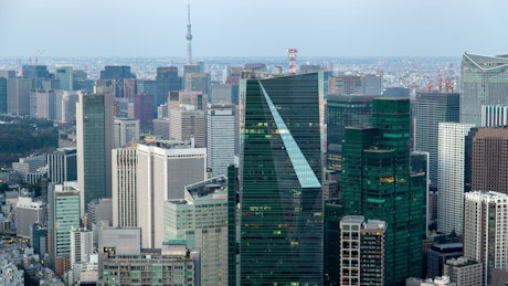 Tokyo financial district buildings time lapse