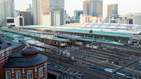 Tokyo train station traffic.