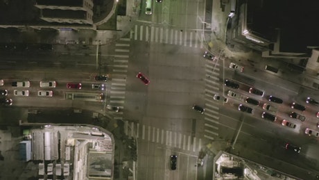 Top aerial shot of a vehicular crossing.