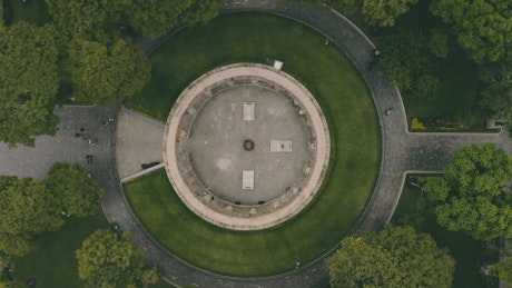 Top aerial view of a monument park