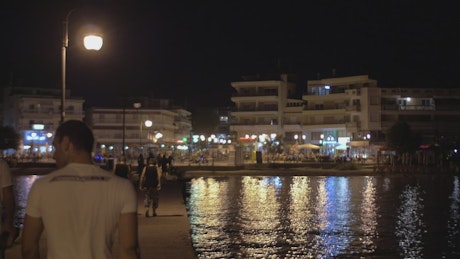 Tourist town at night
