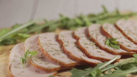 Traditional ham with green spices.