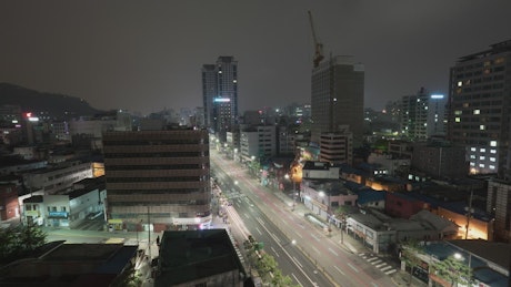 Traffic at night in South Korea.