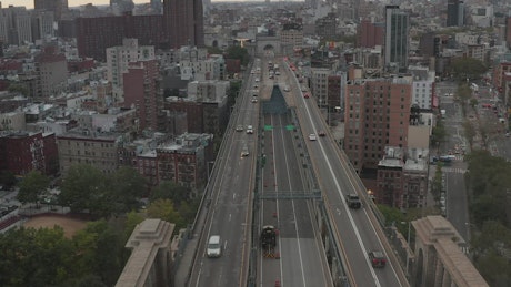 Traffic on a bridge across New York.