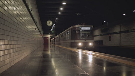 Train arriving to a subway station.