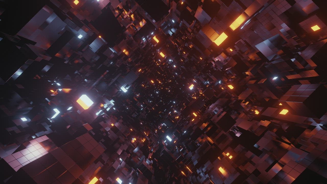 ⁣Traveling through a tunnel of black cubes in www888slot  3D