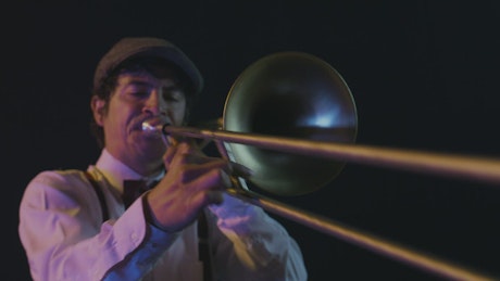 Trumpeter playing with great skill and style