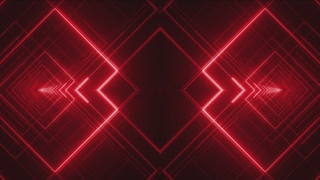 Tunnels made of forms with lines of red light.