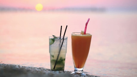 Two cocktails on the beach