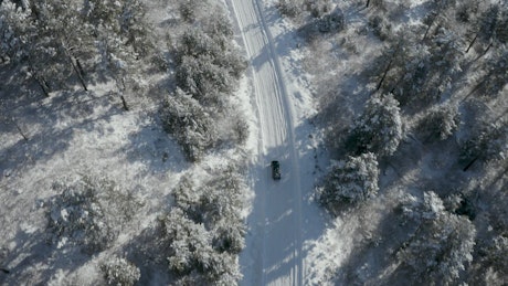 Vehicle driving in a winter road.