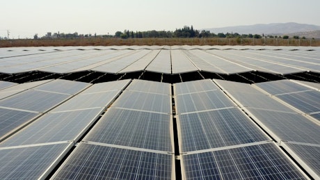 View of a solar panel farm.