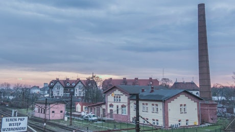 View of the town houses from the moving train