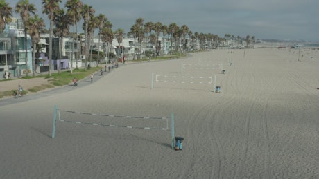 Volleyball courts on the beach.