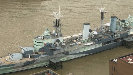 Warship from a high vantage point