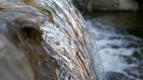 Water flowing close up