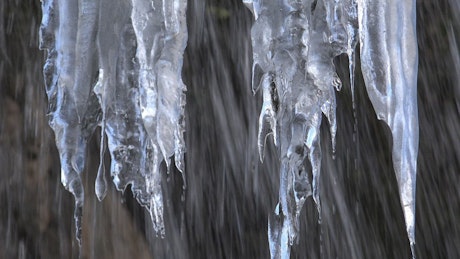Waterfall and ice formations