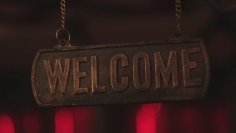 Welcome sign moving