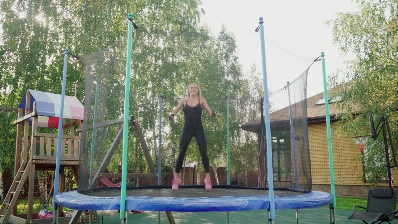 on a small trampoline Free Stock Video