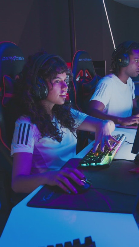 Woman playing online with her friends.