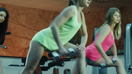 Women doing aerobics in the gym.