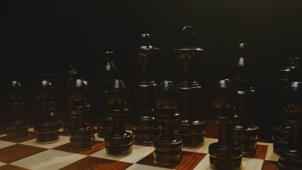 Dark room with a 3d chess board