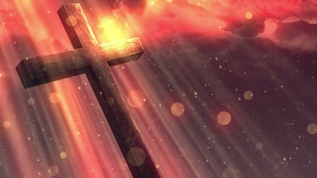 Wooden cross and heavenly rays