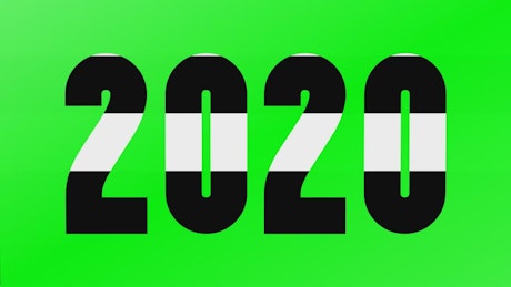 绿色屏幕上的2020年数字