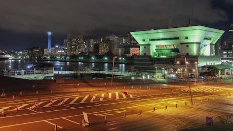 Yokohama cityscape at night.