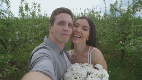 Young couple taking a selfie