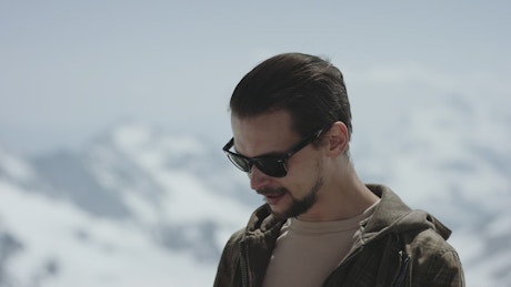 Young man with sunglasses on