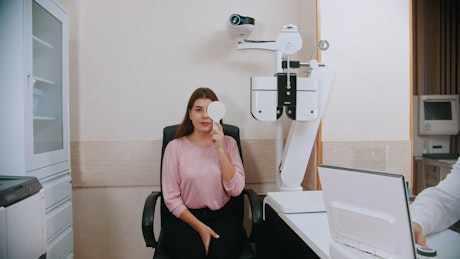 Young woman on a vision examination
